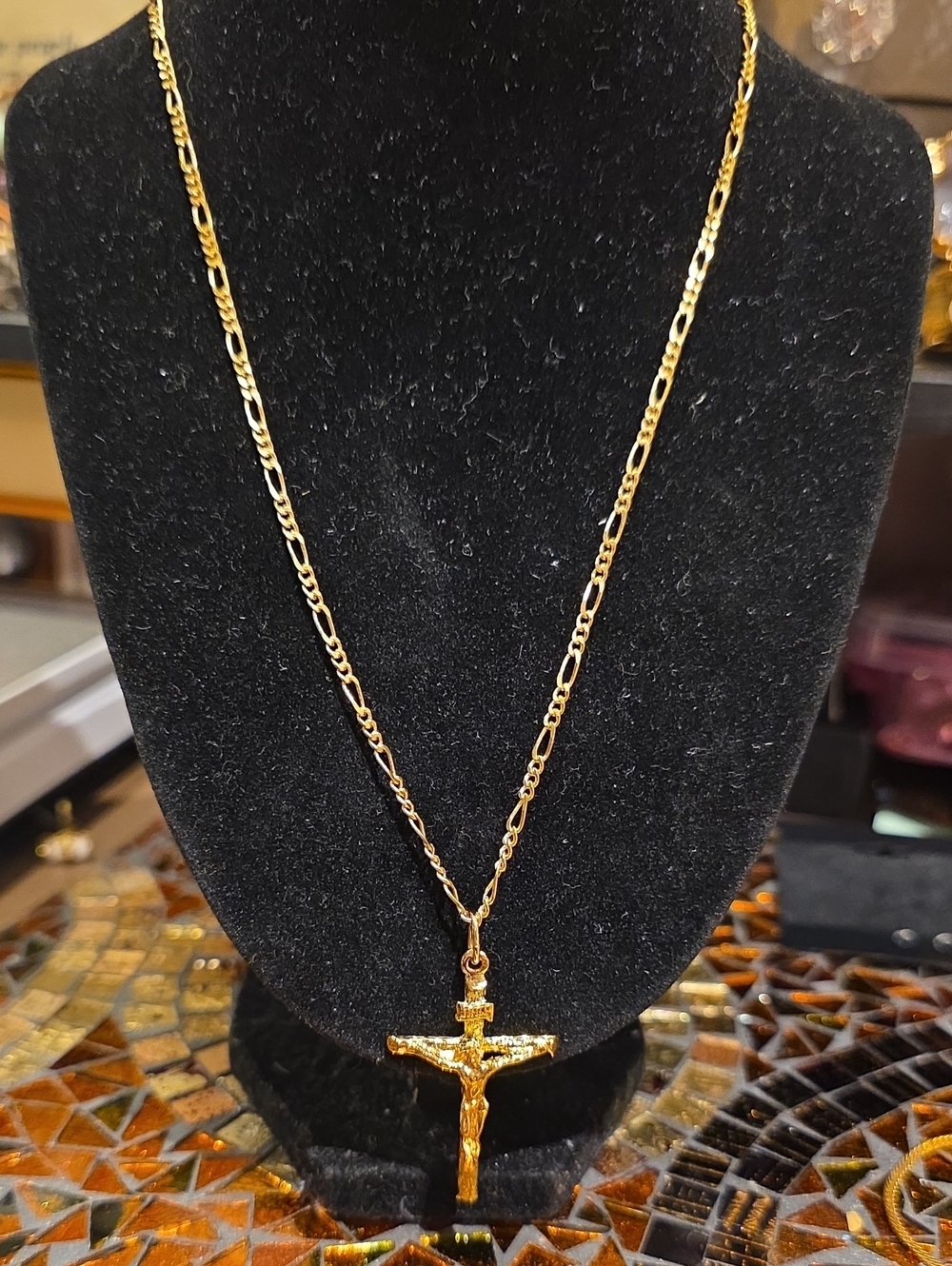 Source Unknown Gold Crucifix Necklace
